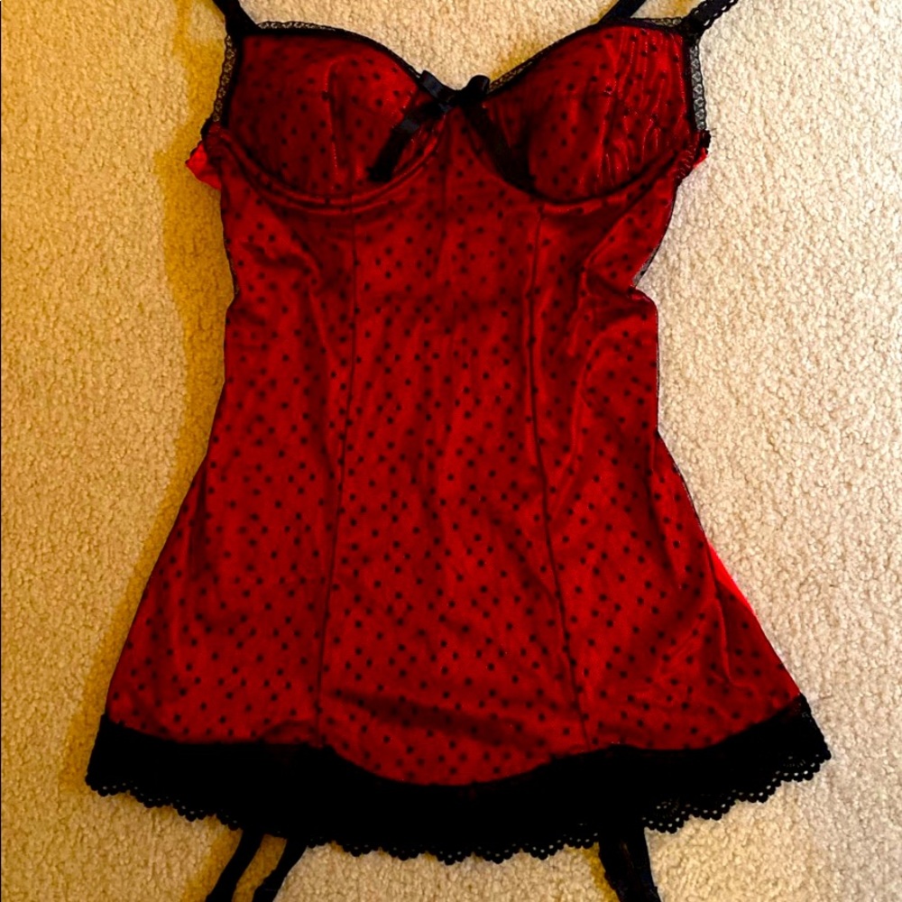 Lovers Lane black and red polka dot lingerie (med)